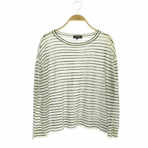 セオリー theory LIGHT LINEN KNIT TRINELLA サマーニット カットソー 長袖 ボーダー リネン混 S 白 黒 ホワイト ブラック