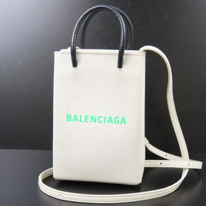 41119★1円スタート★BALENCIAGA バレンシアガ 中美品 ショッピングトートバッグXXS 2WAY ショルダーバッグ ロゴ ハンドバッグ レザー