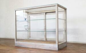 アンティーク ガラスケース 5面 ショーケース 飾り棚 カウンター 木製　幅90㎝