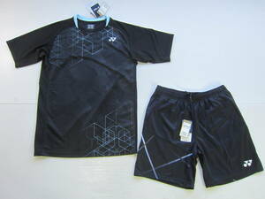 新品◆ヨネックス YONEX 半袖ゲーム シャツ & ショート パンツ L テニス バトミントン上下set クール 黒 迷彩 Tシャツ / 硬式スポーツ M