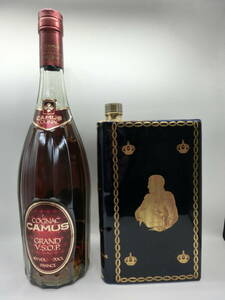 ・古酒・ブランデー2本セット・カミュ　ナポレオン・ブック型ボトル・COGNAC　CAMUS　GRAND VSOP・７００ml・40度・未開栓、保管品