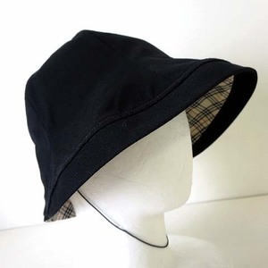 マキシン MAXIM KOBE TOKYO ハット 帽子 つば広帽 ぼうし 変形 つば裏チェック柄 57cm 黒 ブラック ベージュ レディース