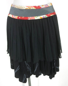 gouk シフォン重ね 飾り紐柄スカート / ゴウク 和風 和柄 [B55930]