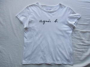 agnes b. アニエスベー ロゴプリント入り　Tシャツ　サイズ 2 日本製 ホワイト