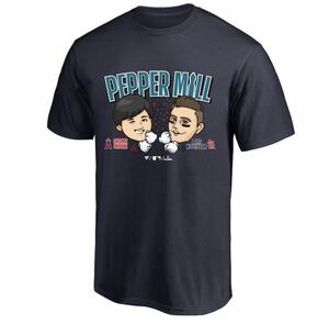 新品未開封 WBC優勝記念 MLB公式グッズ ペッパーミルTシャツ 大谷翔平×ヌートバー選手 ネイビーM