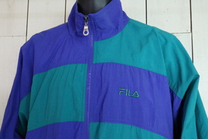 【美品】☆FILA　フィラ：ブロック配色　切替　ナイロン　ジャケット　Ｌ　古着/メンズ/レディース/80