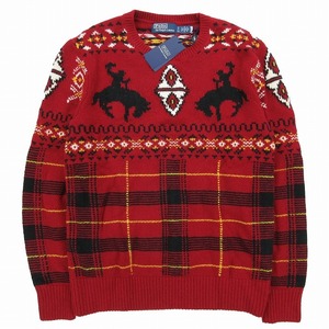 23AW 未使用 ポロラルフローレン ウェスタンスタイルフェアアイルセーターWestern-Inspired Fair Isle Sweater Red Combo