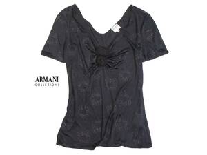 ARMANI COLLEZIONI アルマーニ コレッツォーニ 花柄ラメ 立体フラワーモチーフ プルオーバー カットソー 40