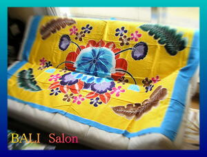 BALI バリ島 ハンドメイド 手染め オリジナルサロン 布 《蓮の花》　約110cm×180cm　バティック/イカット