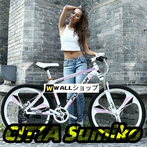 3 Spoke 24スピードハードテールマウンテン自転車 メカニカルディスクブレーキ＆フロントサスペンション 調節可能なシート ピンク 24インチ