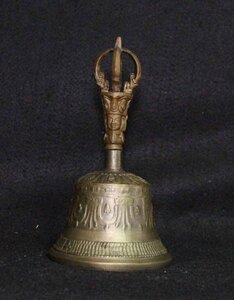 仏具◆五鈷鈴　仏像◆梵字　16cm 銅製　ベル　bell　密教