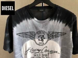 ●かっこいい DIESEL ディーゼル タイポロゴ ブリーチ タイダイ TEE Tシャツ 黒 サイズM〜L程 即決 即納 55DSL オーバーサイズ●327