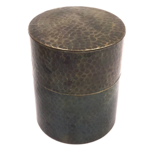 玉川堂 銅製 茶筒 鎚起銅器 共箱付き 茶道具 高さ13.5cm