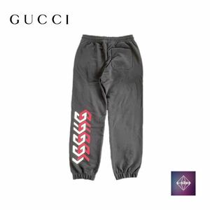 【美品】 GUCCI グッチ GUCCI ミラー プリント ジャージー スウェット パンツ 681145 XJDV3 長袖 ブラック 黒 メンズ S 中古