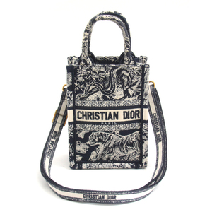 クリスチャンディオール バッグ レディース ブックトート ミニフォンバッグ ネイビー ホワイト Christian Dior 中古