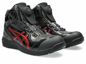 【新品】26.5cm アシックス 安全靴 ウィンジョブ CP304 BOA BLK EDITION 3E相当 【限定色】：ブラック×クランベリー(蛇柄)
