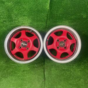 696.CRIMSON RACING SPARCO 13×5J 約+36 100 4穴 2本 クリムソン レーシングスパルコ 旧車 当時物 希少 アルミホイール