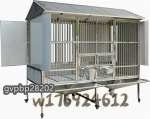 希少新品！ステンレススチール製 犬用 ケージ 屋外防雨 断熱 トイレ トレイ ユニバーサルホイール 中型犬用 耐荷重500kg 150*100*183cm