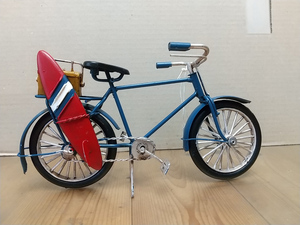 ☆未使用☆ ブリキのミニチュアバイク　Old Bicycle サーフ自転車 青
