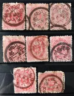 銭単位　新小判/満月印　8枚　使用済切手