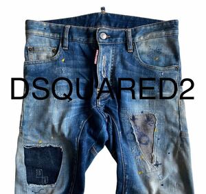 超希少モデル★DSQUARED2★ディースクエアード★リペア落書きストレッチデニム★Tidy biker jean★44★国内正規品