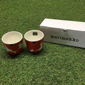 GX4208 MARIMEKKO マリメッコ UNIKKO ウニッコ 067849-001 ラテマグカップ 2個セット食器 ホワイト.レッド 未使用 保管品 コップ