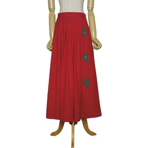 PERRY 赤 チロル スカート レッド レディース 約w73.5cm ヨーロッパ 古着 民族衣装 カントリー チロリアンスカート