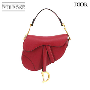 未使用 クリスチャン ディオール Christian Dior サドル ミニ ハンド バッグ レザー レッド Saddle Bag 90230523