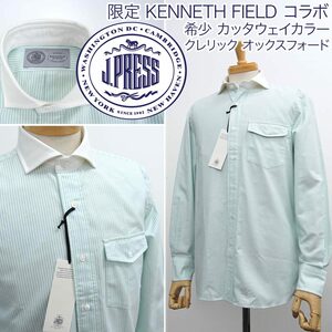 [新品]定価17600円 Jプレス【M】長袖 オックスフォード シャツ 限定 KENNETH FIELDコラボ 希少なクレリック カッタウェイカラー【1品限り】