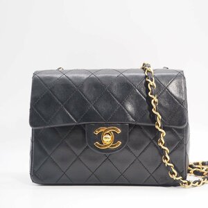 ヤフオク特価 美品 シャネル CHANEL ミニマトラッセ 17cm チェーンショルダーバッグ 斜め掛け 黒 中古 A150