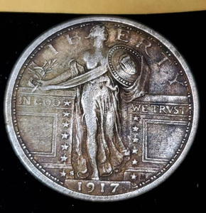 希少　レアコイン 特年！　1917 年　 アメリカ　25セント銀貨　　 クォーターダラー