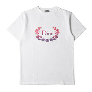 Dior HOMME ディオールオム Tシャツ サイズ:XS 23SS グラデーション ローレル ロゴ 刺繍 ヘビーウェイト Tシャツ ホワイト イタリア製