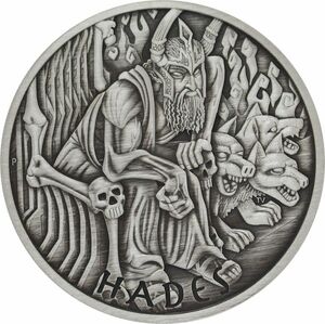 [保証書・カプセル付き] 2021年 (新品) ツバル「オリンポスの神々・ハデス 死の神」純銀 1オンス アンティーク 銀貨