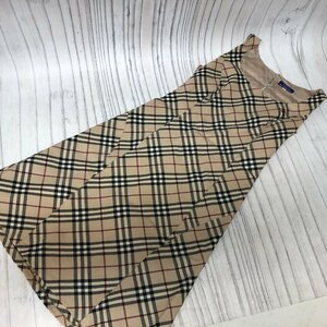 m001 J(60) 3. 美品 バーバリー ブルーレーベル ノバチェック柄 ワンピース ベージュ #38 ウール100% BURBERRY BLUE LABEL