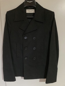 新品 サンローランパリ SAINT LAURENT PARIS 13ss エディ期 初期 Pコート ショート丈 黒 4６