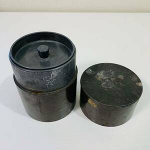 茶筒 茶入 茶道具 茶壺 骨董 アンティーク 旧家 古道具 古美術 当時物 時代物 裏印あり 古錫製 750g