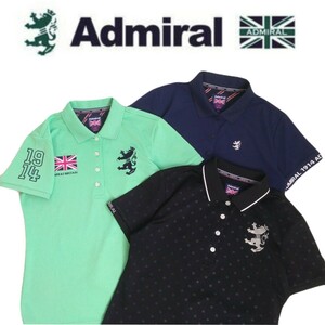 全て新品同様 豪華3点 Admiral GOLF 吸水速乾 ストレッチ ビッグロゴ 総柄 半袖ポロシャツ レディースM アドミラル ゴルフウェア 240543