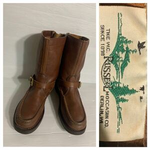 RUSSEL MOCCASIN CO. ラッセルモカシン USA製　バックジップ　モックトゥーエンジニア　ゼファー　スネークブーツ　赤茶　8 1／2 8.5 26.5