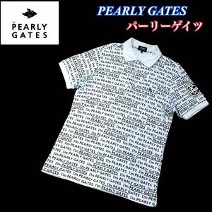 ★美品★ PEARLY GATES パーリーゲイツ サイズ6(XL相当)半袖 ポロシャツ PG 総柄 ホワイト ゴルフ GOLF 
