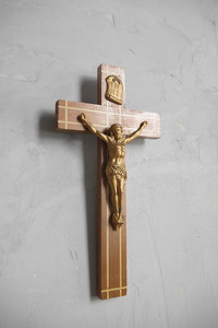 アンティーク　フランス　キリスト　十字架　壁掛けオブジェ　A　教会　マリア　店舗什器　ウォールデコ