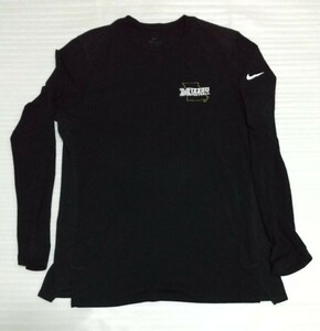 ☆NIKE ナイキ 長袖Tシャツ サイズ L スポーツ ロング ティー DRI-FIT メッシュ黒色ブラック白ホワイト MIZZOU FOOTBALL 肩幅 約44身幅56cm