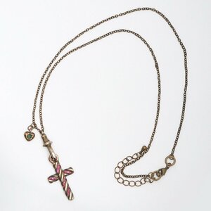 GUCCI クロスネックレス ピンクサファイア入リ Fサイズ シルバー925 グッチ cross necklace pink sapphire