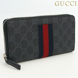 中古 グッチ 長財布ラウンドファスナー メンズ ブランド GUCCI GGスプリーム ジップアラウンドウォレット PVC 408831 KHN4N 1095