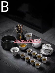 [エスペランザストア] 職人手作り 陶器 煎茶道具 茶壺 茶壷 急須 常滑焼 茶器 茶道具 湯呑 茶托 15個セット 容量：100ML