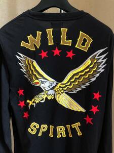 ●S/S 人気 DIESEL ディーゼル バック 刺繍ワッペン WILD イーグル プリント TEE ロング Tシャツ 黒 サイズS〜M程 即決 即納 55DSL●439