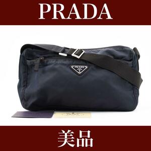 美品　PRADA プラダ　ショルダー　カメラバッグ　紺色ネイビー24012606