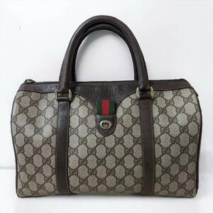 1円スタート グッチ【美品】中 GUCCI 正規品 GGスプリーム　ミニボストン　ハンドバッグ　オールドグッチ　シェリー