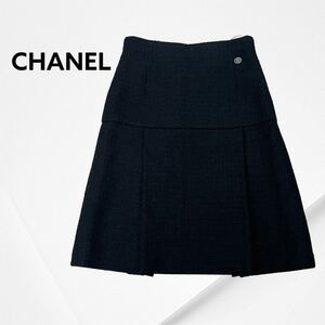 高級 CHANEL シャネル P38774V24392 ウール ココマーク装飾 ツイード スカート