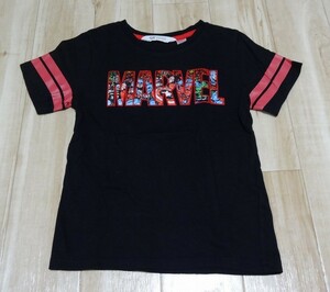 ◆ H&M MARVEL ロゴ イラスト キッズ 半そで Tシャツ ブラック ◆ サイズ 110 男の子 ◆ USED ◆