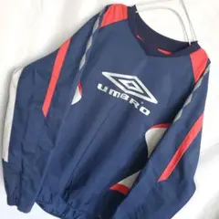 00s UMBRO  アンブロ プルオーバー　ナイロンジャケット 紺　ピステ